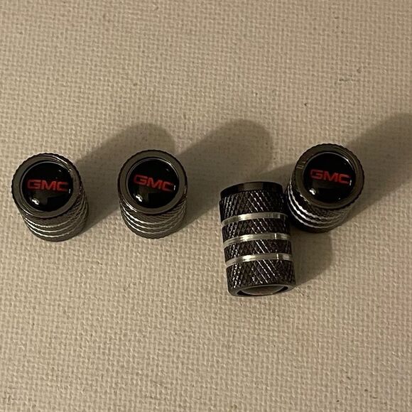 GMC Logo valve Stem caps in Gray set of 4 NWT - Picture 2 of 5